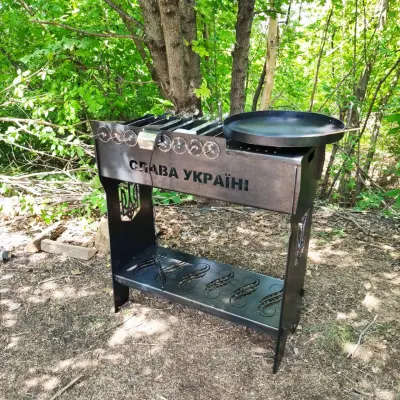 Мангальний набір 4 в 1 (мангал, сковорода, решітка, шампури)