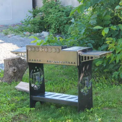 Мангальний набір 4 в 1 (мангал, сковорода, решітка, шампури)